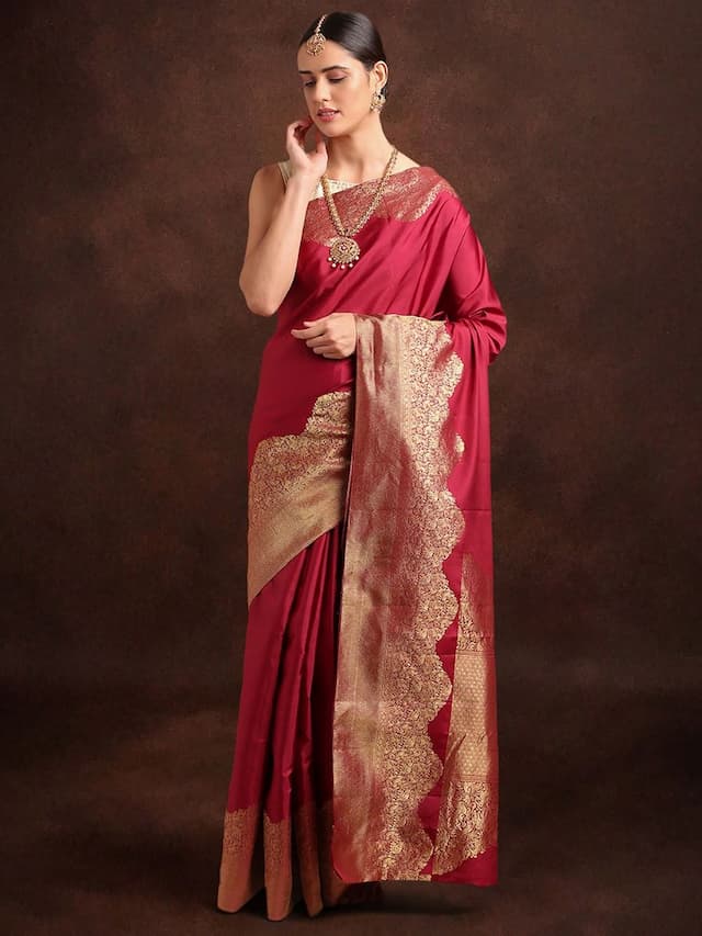 Kalyan Silks - Maroon Kanchipuram brocade Silk Saree To check out the price  and details visit 
