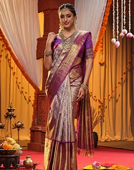 Bridal Half Sarees by Kalyan Silks  Silk saree blouse designs, Saree  blouse designs, Stylish sarees